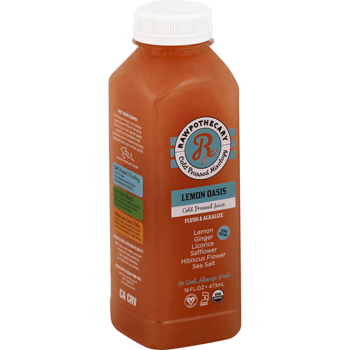 Rawpothecary Cold Pressed, Lemon Oasis Juice - 16 Oz