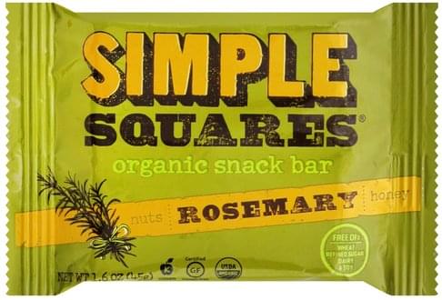 Simple Squares Snack Bar, Organic, Nuts, Rosemary, Honey