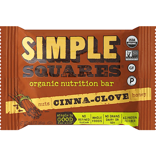 Simple Squares Nutrition Bar, Organic, Nuts, Cinna-Clove, Honey