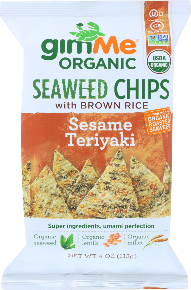 gimMe CHIPS: Organic Seaweed Chips With Brown Rice Teriyaki, 4 Oz