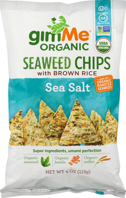 gimMe CHIPS: Organic Seaweed Chips With Brown Rice Sea Salt, 4 Oz