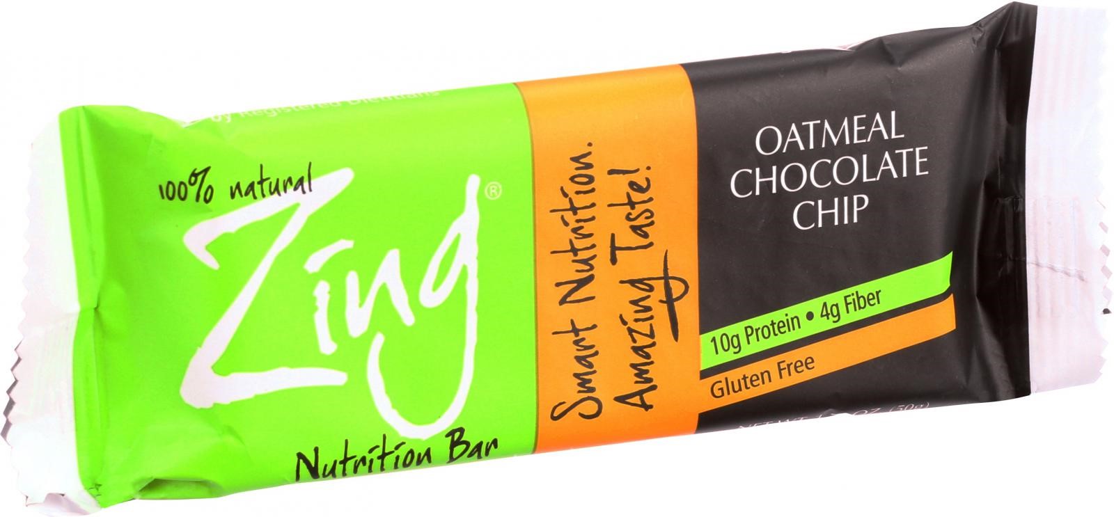 Zing Bars Nutrition Bar Oatmeal Chocolate Chip Case Of 12 1.76 Oz