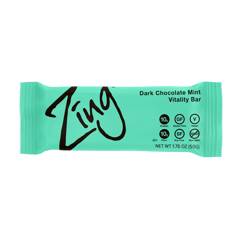 Zing Bars - Nutrition Bar - Dark Chocolate Sunflower Mint - Nut Free 1.76 Oz