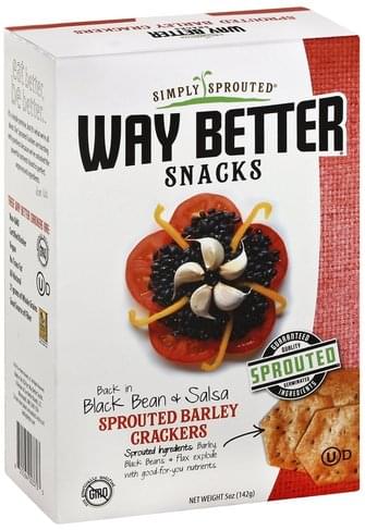 Way Better Snacks Simply Sprouted, Sprouted Barley Crackers, Black Bean & Slasa