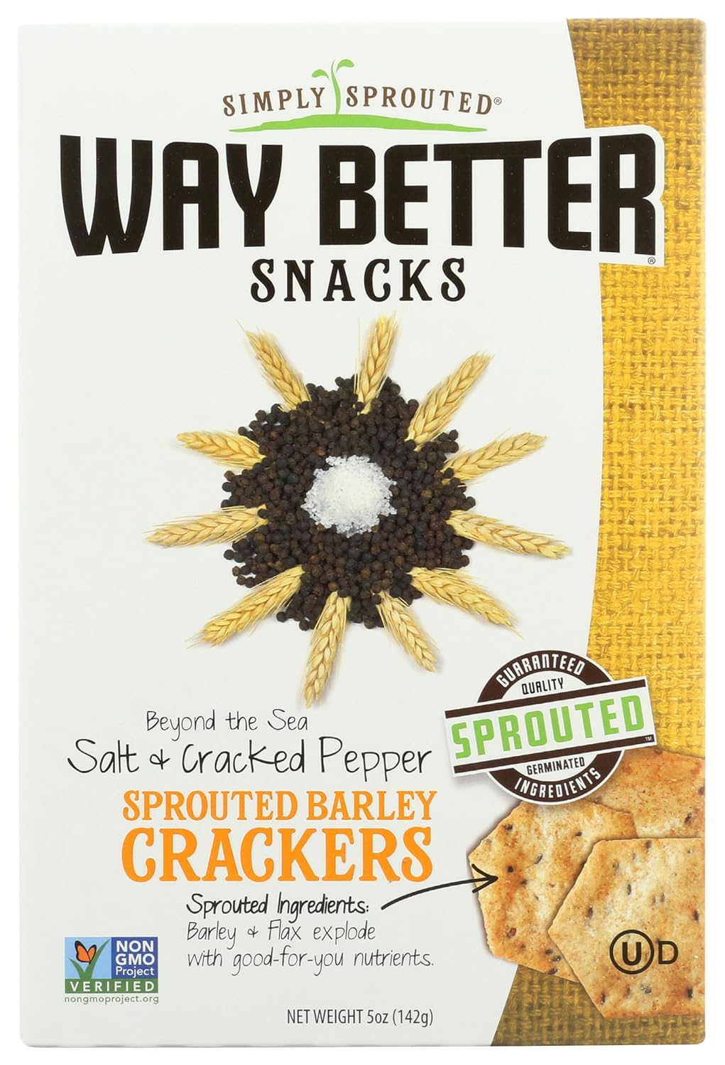 Simply Sprouted Way Better Snacks Salt & Cracked Pepper Barley Crackers