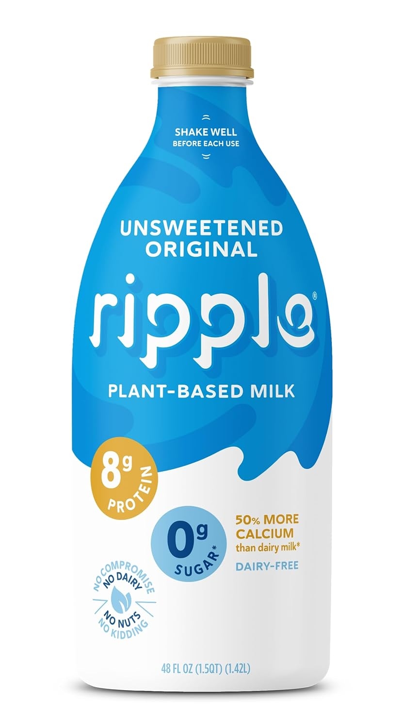 Ripple Milk, Plant Based, Dairy Free, Unsweetened Original 48 Fl Oz