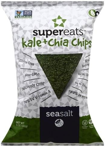 Supereats Chips, Kale & Chia, Sea Salt 5 Oz