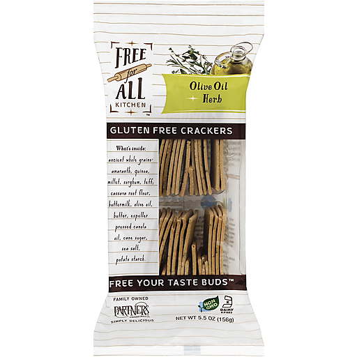 Free for All Kitchen Crackers, Gluten Olive Oil Herb 5.5 Oz
