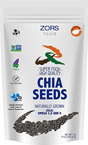 Zors Food Sementes De Chia, Super Alimento, N�o OGM Cultivado Naturalmente Com �mega 3, 6 E 9 (16 Oz)
