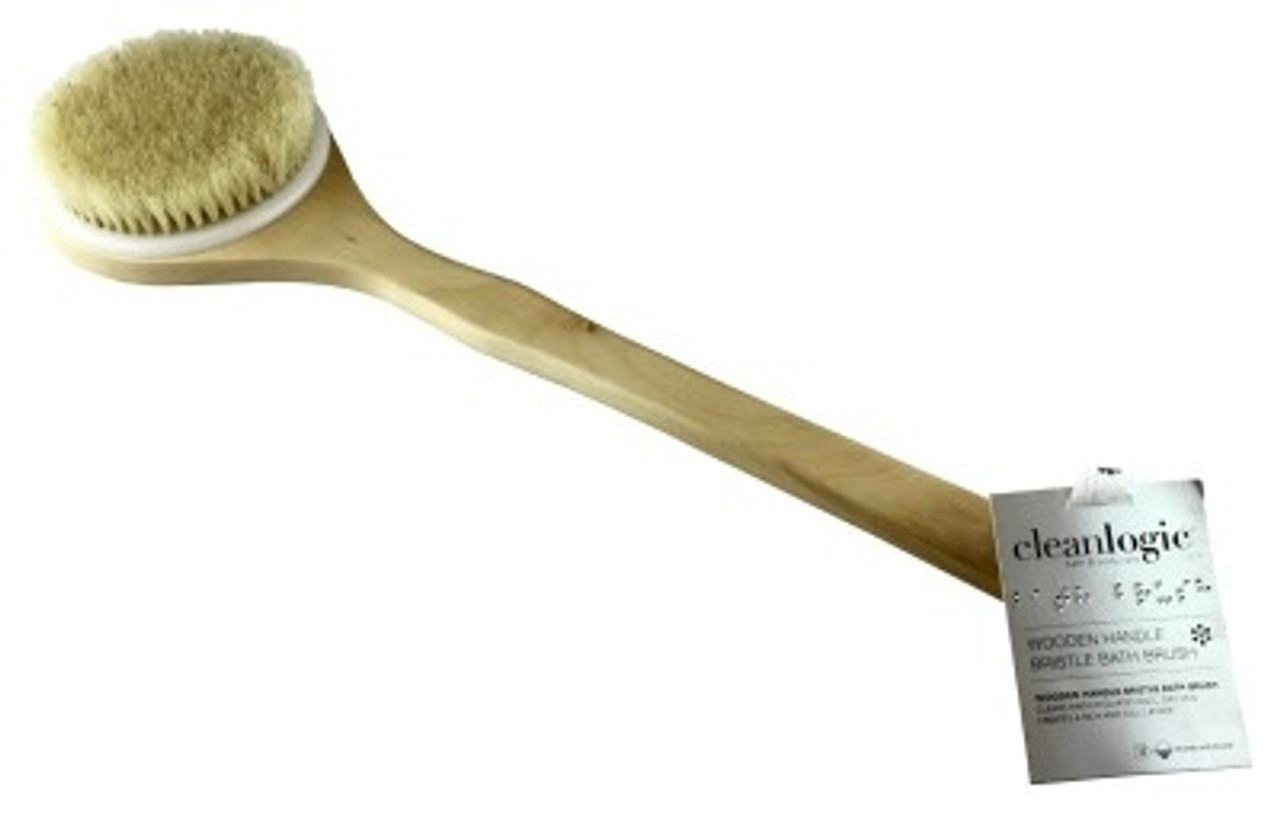 Cleanlogic Bath Brush, Bristle, Wooden Handle
