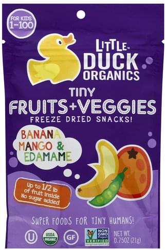 Little Duck Organics Tiny Fruits+Veggies Freeze Dried Snacks Banana Mango & Edamame