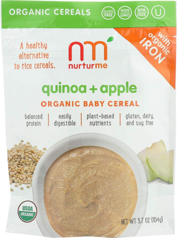 NurturMe Organic Baby Cereal, Organic, Quinoa & Apple, 6 + Mths