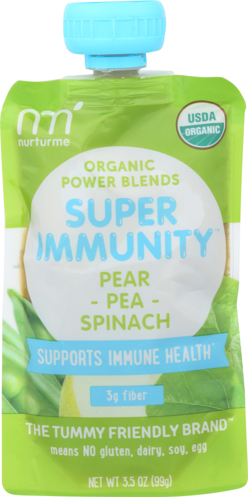 NurturMe Power Blends Super Immunity, Organic, Pear + Pea + Spinach