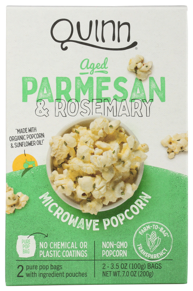 Quinn Aged Parmesan & Rosemary Microwave Popcorn 2-3.5 Oz Bags