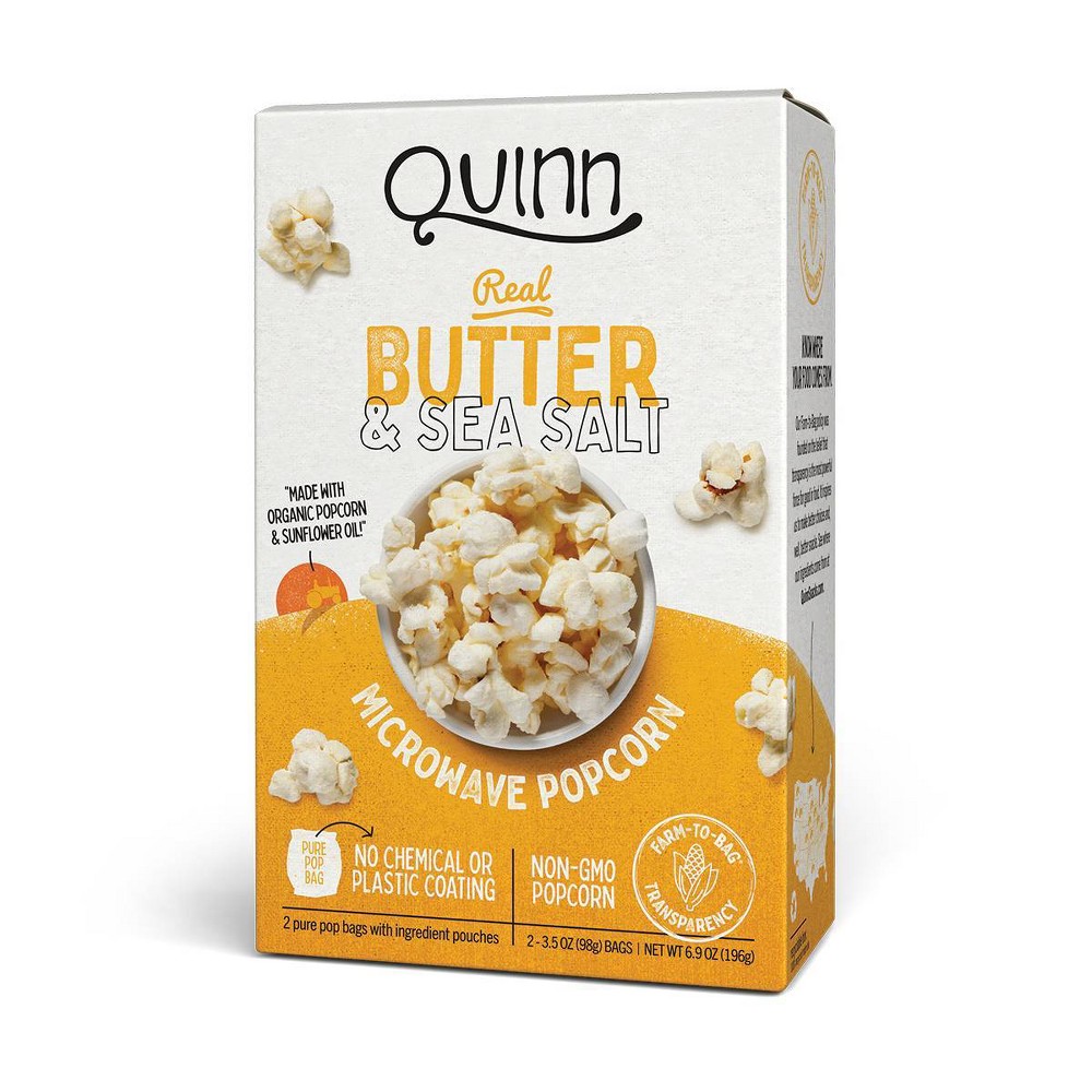 Quinn Butter & Sea Salt Microwave Popcorn 2-3.5 Oz Bags