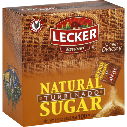 Lecker Turbinado Sugar, Natural, Packets