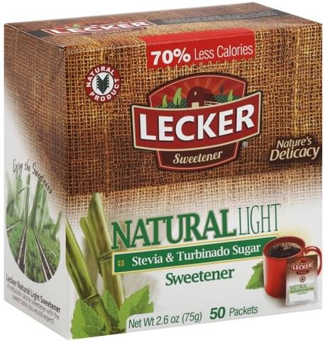 Lecker Sweetener, Stevia & Turbinado Sugar, Natural, Light, Packets