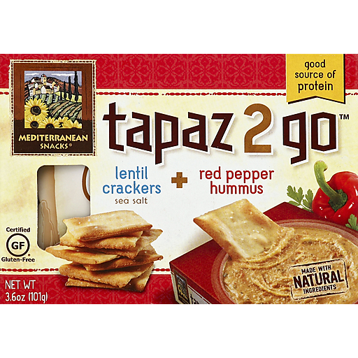 Mediterranean Snacks Tapaz 2 Go - Lentil Crackers + Red Pepper Hummus