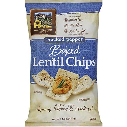 Mediterranean Snacks Chips, Baked Lentil, Cracked Pepper 4.5 Oz