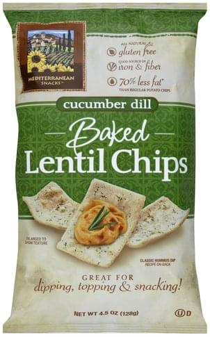 Mediterranean Snacks Chips, Baked Lentil, Cucumber Dill 4.5 Oz