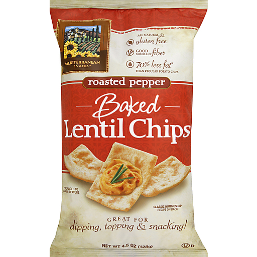Mediterranean Snacks Lentil Chips, Baked, Roasted Pepper 4.5 Oz