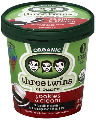 Three Twins Ice Cream, Organic, Cookies & Cream 1 Pt
