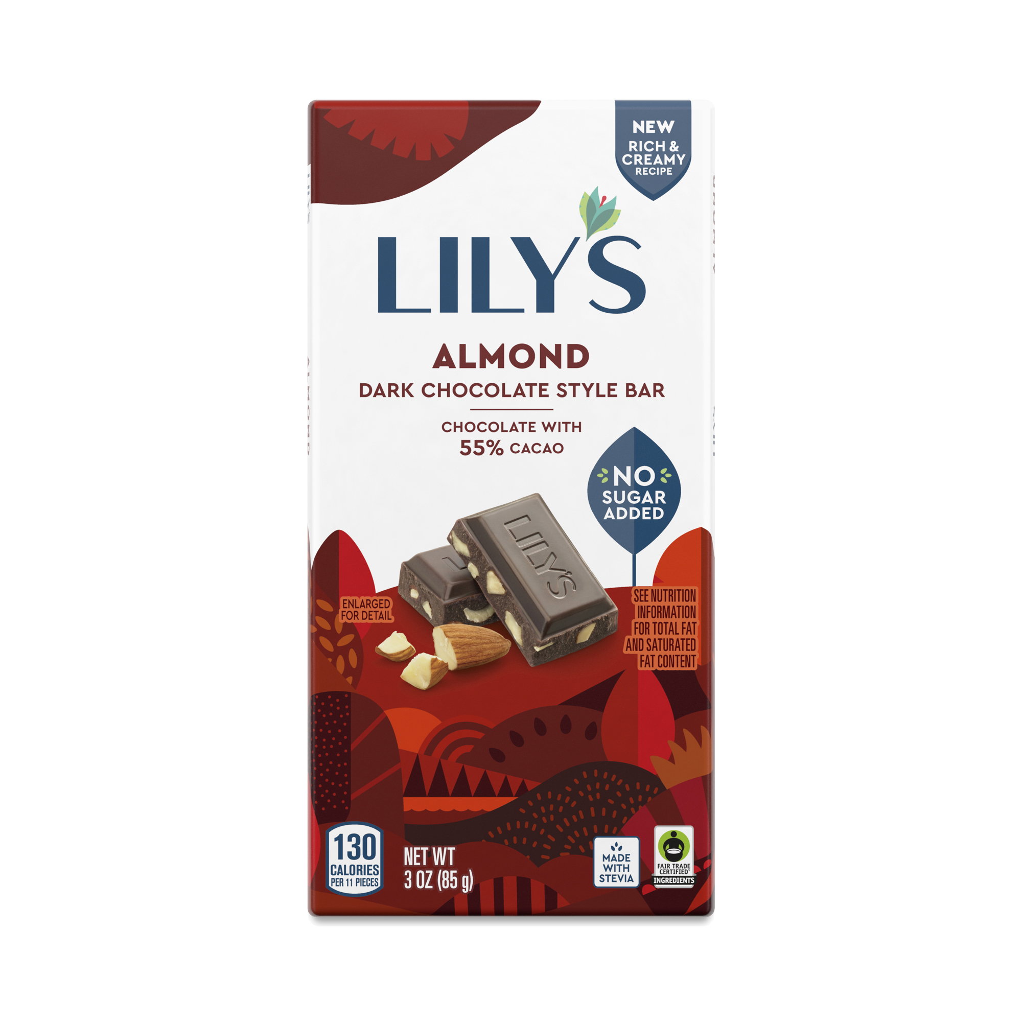 Lily's Sweets Almond Dark Chocolate Bar 55% Cocoa 85g