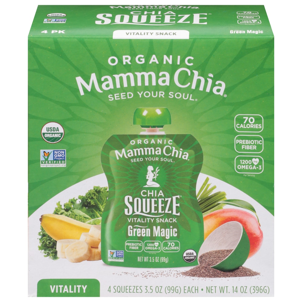 Mamma Chia Squeeze Vitality Snack, Organic, Green Magic