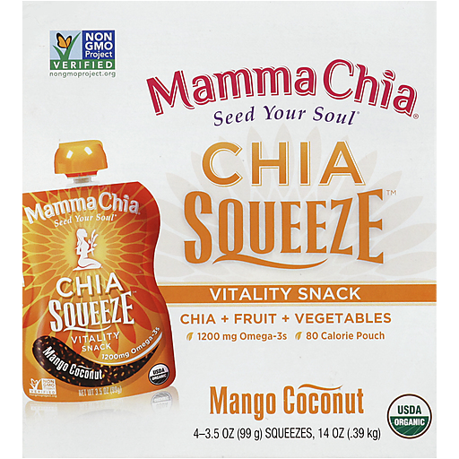 Mamma Chia Mango Coconut Squeeze Vitality Snack - 3.5oz/4ct