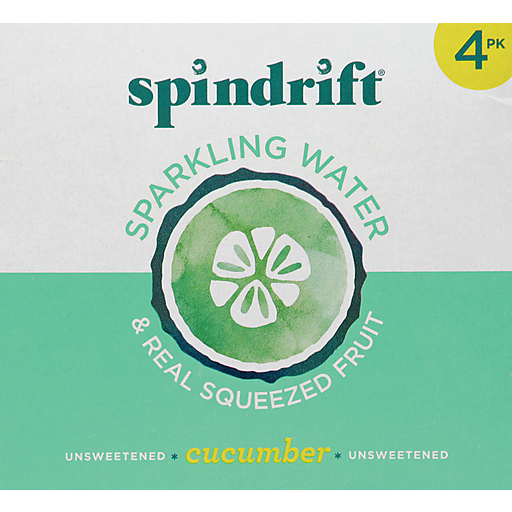 Spindrift Sparkling Water - Cucumbers - 4 Pack 12 Oz Can - Case Of 6