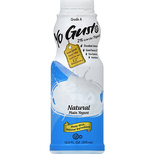 YoGusto Yogurt, 2% Low Fat, Plain Natural 12.5 Oz