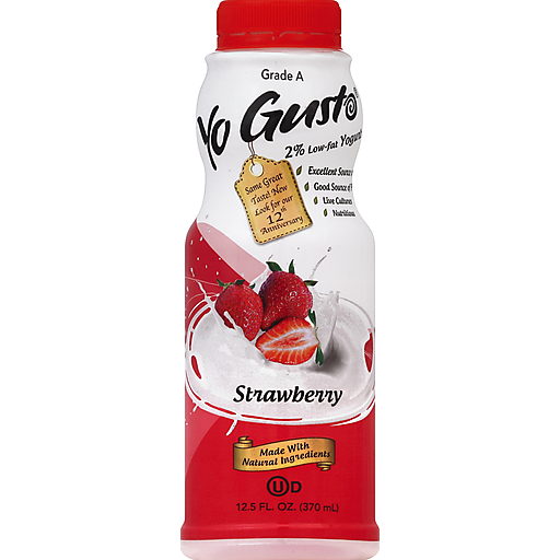 YoGusto Yogurt, 2% Low Fat, Strawberry 12.5 Oz