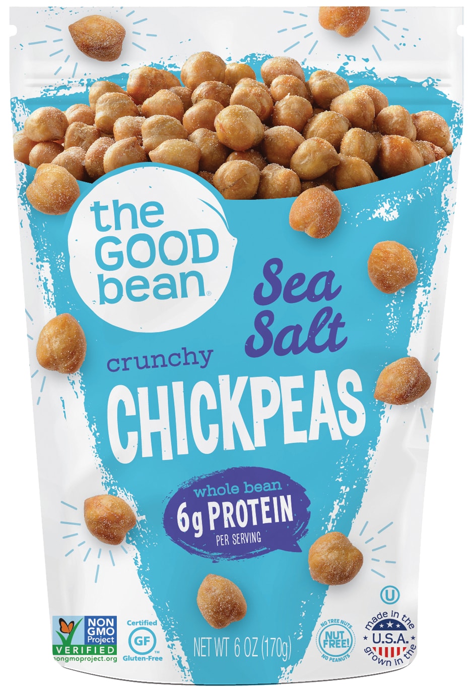 The Good Bean Crunchy Chickpeas Snacks, Sea Salt, 6 Ounce