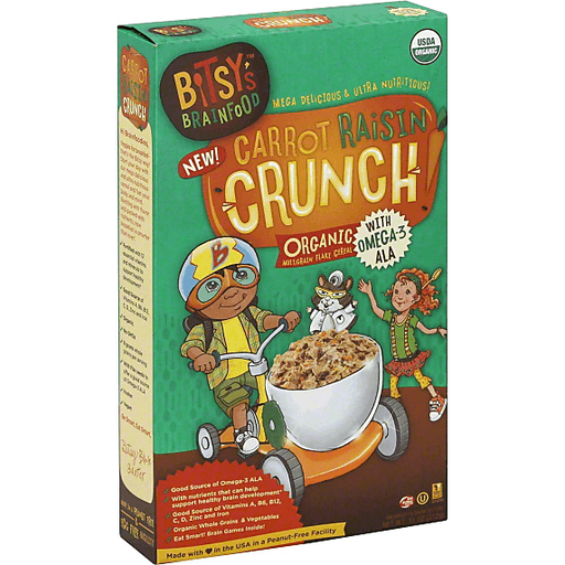 Bitsy's Brainfood Cereal, Carrot Raisin Crunch 11 Oz