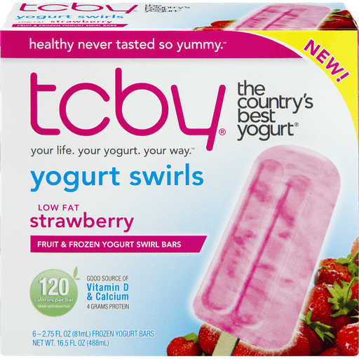 Tcby Low Fat Strawberry Fruit & Frozen Yogurt Swirl Bars