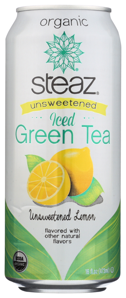 Steaz Unsweetened Lemon Organic Iced Green Tea, 16 Fl Oz