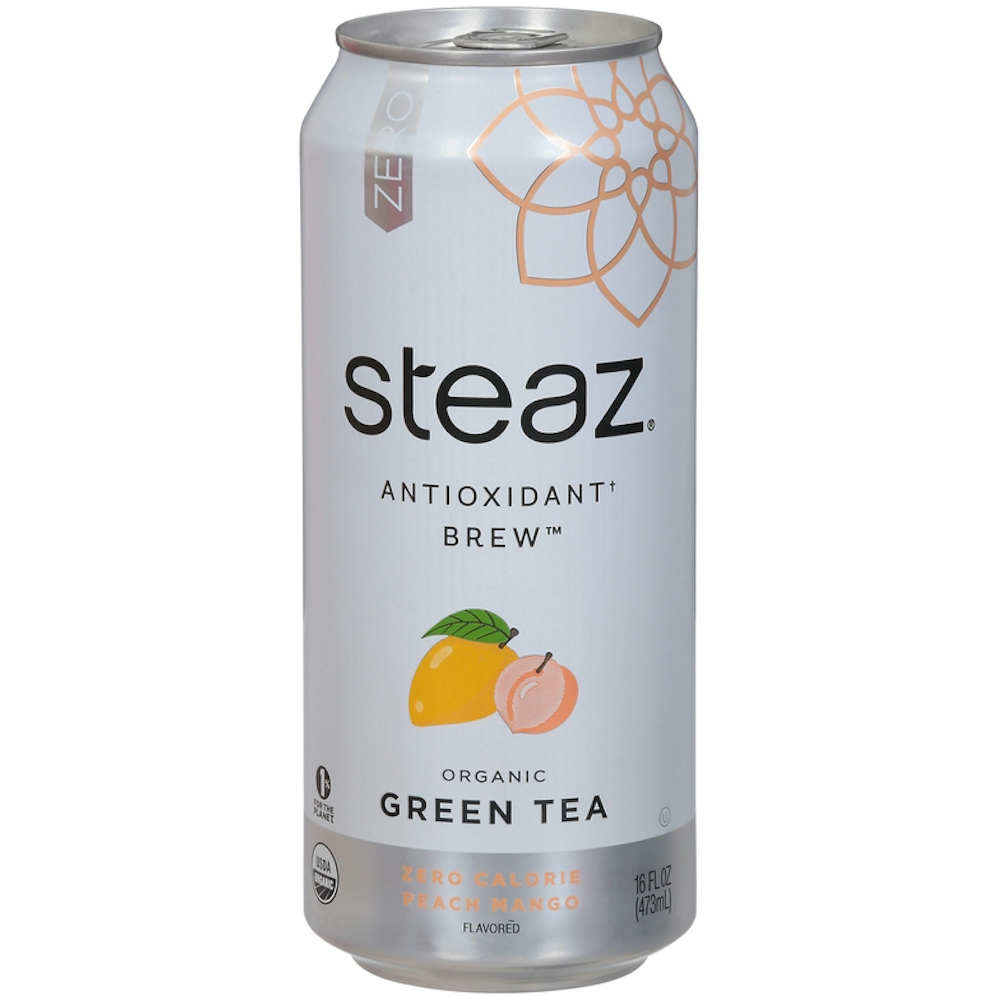 Steaz Antioxidant Brew Zero Calorie Peach Mango Flavored Organic Green Tea, 16 Fl Oz