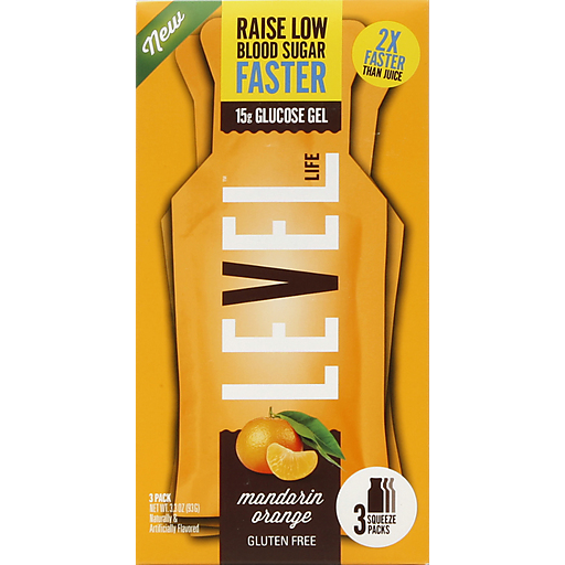 Level Life Glucose Gel, 15 G, Squeeze Packs, Mandarin Orange