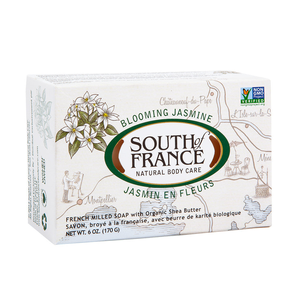 South of France Blooming Jasmine French Milled Vegetable Oval Bar Soap With Organic Shea Butter, 6 Oz