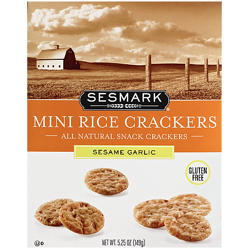Sesmark Rice Crackers, Mini, Sesame Garlic 5.25 Oz
