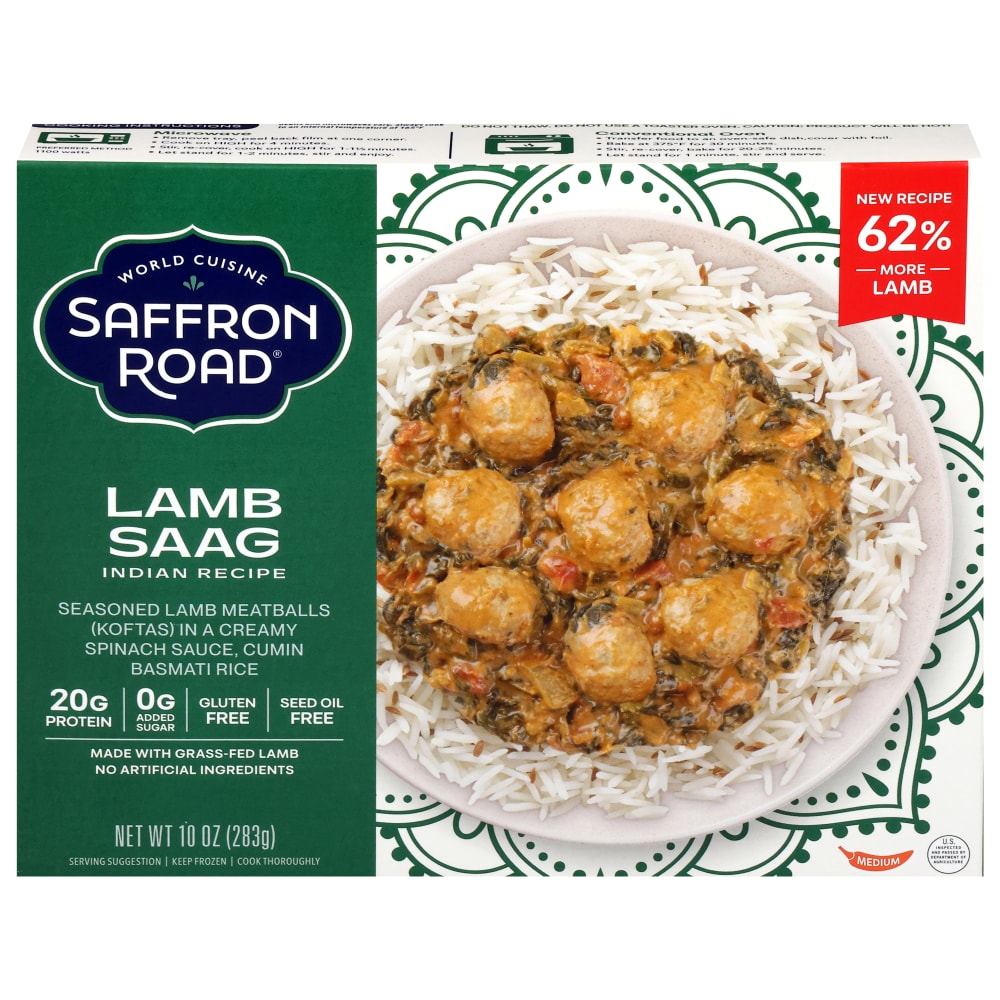 Saffron Road With Basmati Rice, Medium Lamb Saag - 10 Oz