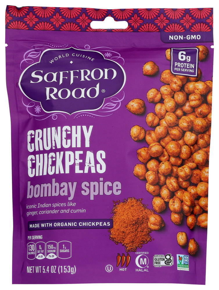 Saffron Road Chickpeas, Bombay Spice, Crunchy, Hot 5.4 Oz