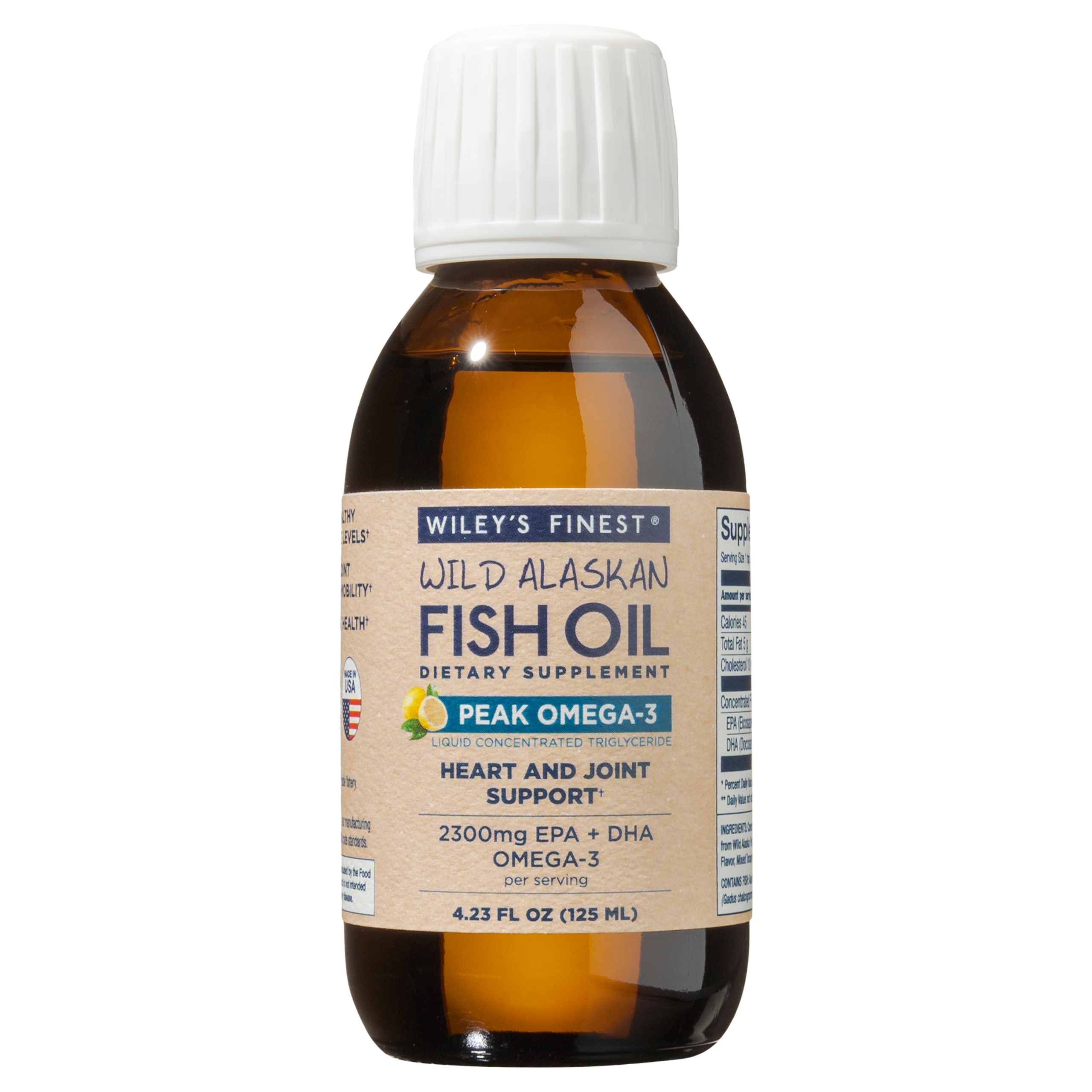 Wiley's Finest Wild Alaskan Lemon Peak Omega 3 Liquid Fish Oil 4.23 Fl Oz