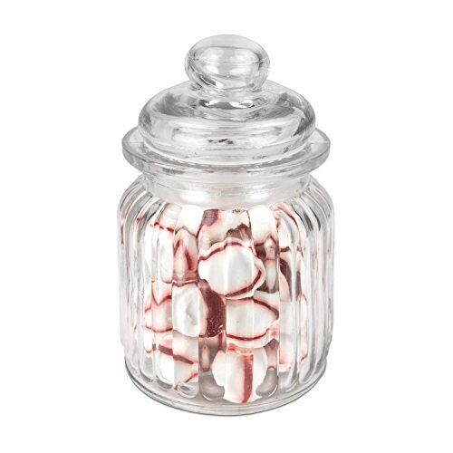 Home Basics Multi-Purpose Rippled Glass Mini Pantry Storage Jar With Dome Lid