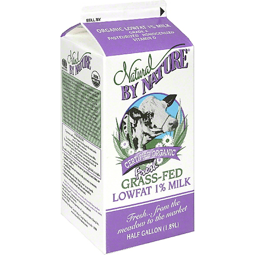 Natural by Nature Certified Organic Lowfat 1% Milk, Fresh Grass-Fed