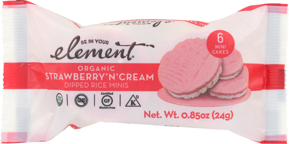 Element SNACKS: Strawberry N’ Cream Dipped Rice Minis, 0.85 Oz