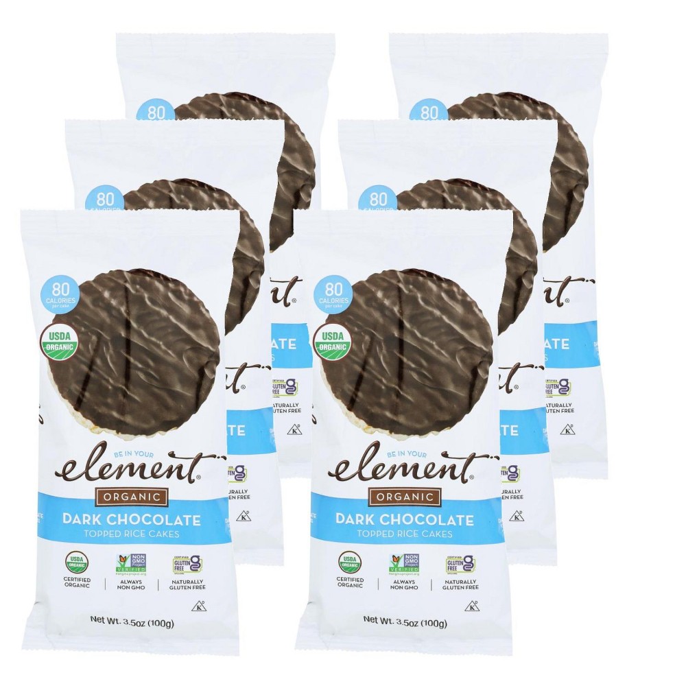 Be In Your Element Organic Dark Chocolate Dipped Rice Cakes 6 Pc 3.5 Oz 6ct Case