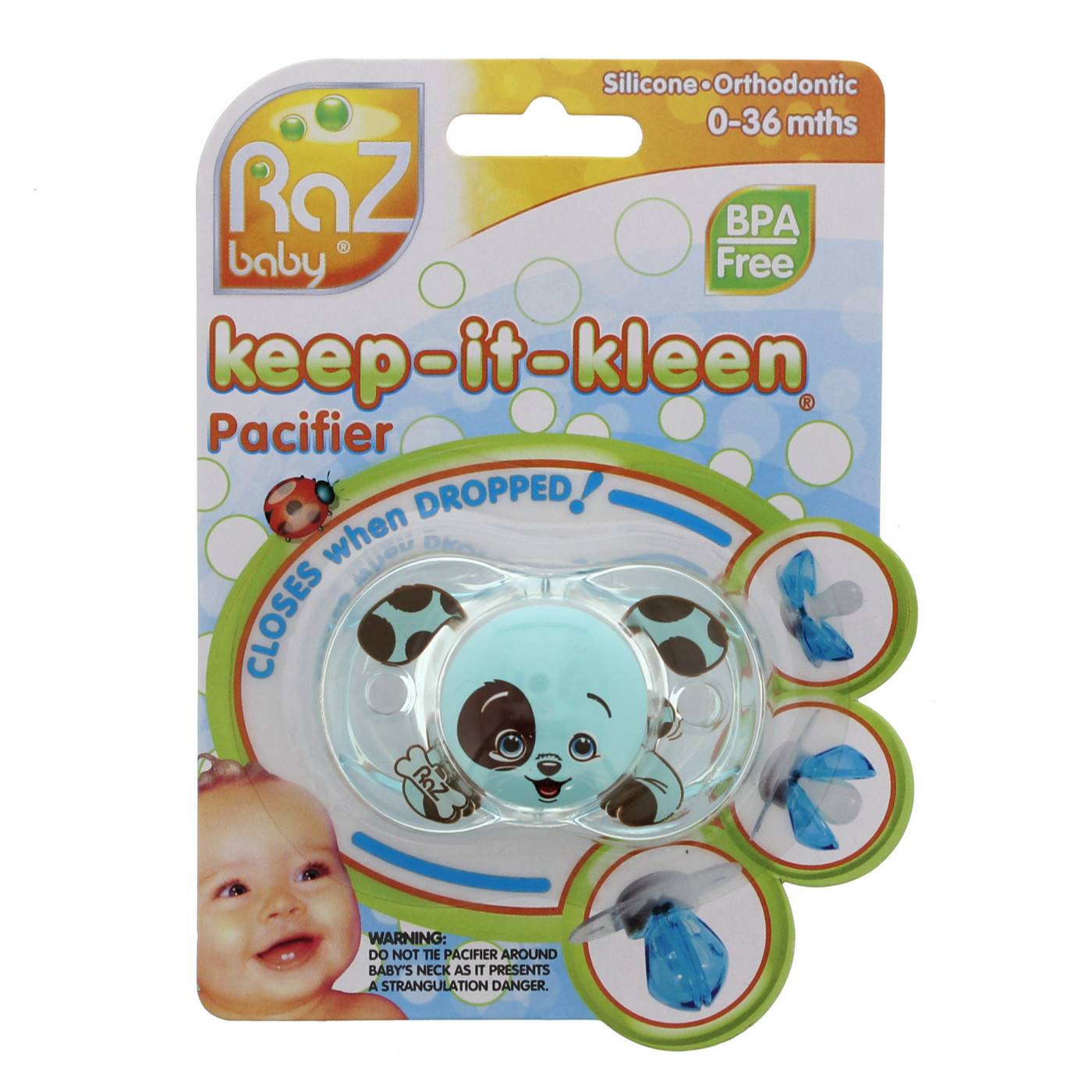 RaZbaby Pacifier, Silicone, Orthodontic, 0 36 Months
