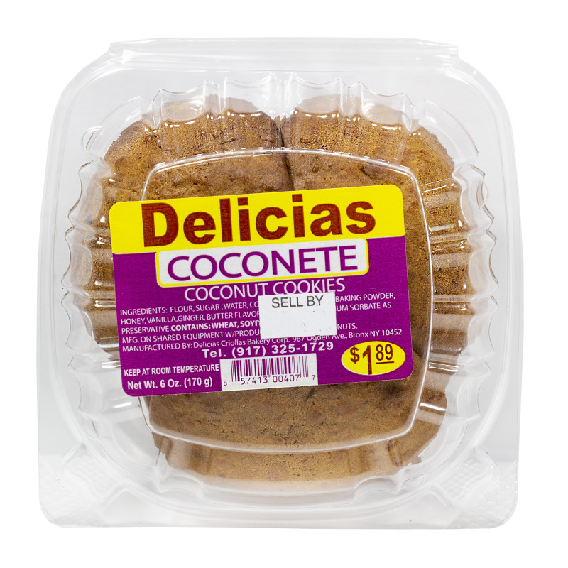 Delicias Bakery, Coconete Bag (Coconut Cookies) - 6oz. (Case Of 12) - Box: 12 Units - Loc: Q1
