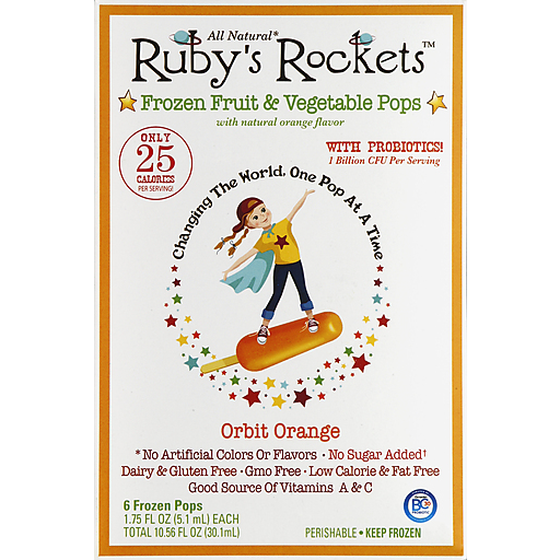 Rubys Rockets Frozen Fruit & Vegetable Pops, Orbit Orange